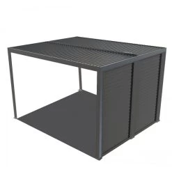 Pergola Bioclimatique Aluminium Anthracite 10,80m² Toit Avec Lames Ovales Aluminium + Ventelles Latérales Pour Côté 3m – HABRITA -Jardin Fournitures Rabais pergola bioclimatique aluminium anthracite 1080m toit avec lames ovales aluminium ventelles laterales pour cote 3m habrita 2
