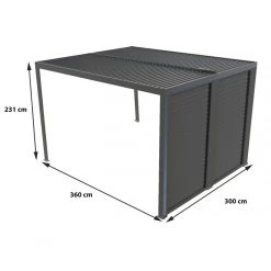 Pergola Bioclimatique Aluminium Anthracite 10,80m² Toit Avec Lames Ovales Aluminium + Ventelles Latérales Pour Côté 3m – HABRITA -Jardin Fournitures Rabais pergola bioclimatique aluminium anthracite 1080m toit avec lames ovales aluminium ventelles laterales pour cote 3m habrita 3