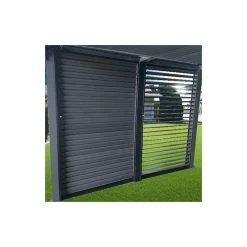 Pergola Bioclimatique Aluminium Anthracite 10,80m² Toit Avec Lames Ovales Aluminium + Ventelles Latérales Pour Côté 3m – HABRITA -Jardin Fournitures Rabais pergola bioclimatique aluminium anthracite 1080m toit avec lames ovales aluminium ventelles laterales pour cote 3m habrita 4