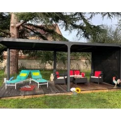 Pergola Bioclimatique Aluminium Anthracite 21,52m² + Toit Avec Lames Ovales + 1 Rideau Pour Côté 3,60m HABRITA 8 Pergola Bioclimatique Aluminium Anthracite 21,52m² + Toit Avec Lames Ovales + 1 Rideau Pour Côté 3,60m HABRITA -Jardin Fournitures Rabais pergola bioclimatique aluminium anthracite 2152m toit avec lames ovales 1 rideau pour cote 360m habrita 2