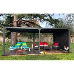 Pergola Bioclimatique Aluminium Anthracite 21,52m² + Toit Avec Lames Ovales + 1 Rideau Pour Côté 3,60m HABRITA 11 Pergola Bioclimatique Aluminium Anthracite 21,52m² + Toit Avec Lames Ovales + 1 Rideau Pour Côté 3,60m HABRITA -Jardin Fournitures Rabais pergola bioclimatique aluminium anthracite 2152m toit avec lames ovales 1 rideau pour cote 360m habrita 5