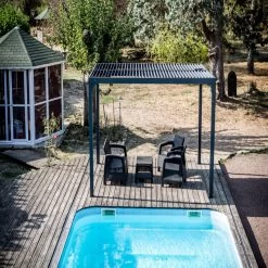 Pergola Bioclimatique Aluminium Anthracite 10,80m² + Toit Avec Lames Ovales Aluminium HABRITA -Jardin Fournitures Rabais pergola bioclimatique aluminium antracite 1080m toit avec lames ovales aluminium habrita 3