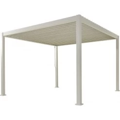 Pergola Bioclimatique Autoportante En Alu Blanc 3.6x3.6m Ombrea -Jardin Fournitures Rabais pergola bioclimatique autoportante en alu blanc 36x36m ombrea 5