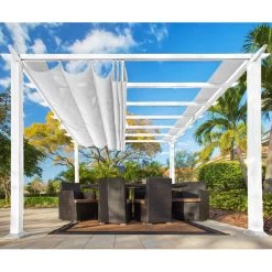 Nouvelles versions 3 Pergola En Aluminium Blanc 350x505cm Florence – PARAGON OUTDOOR