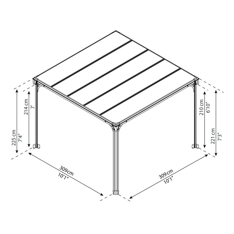 Pergola En Aluminium Et Polycarbonate 309x309cm Milano™ 3000 - Palram - Canopia 5 Pergola En Aluminium Et Polycarbonate 309x309cm Milano™ 3000 - Palram - Canopia – Image 5