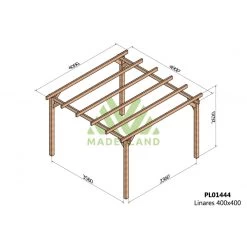 Nouvelles versions -Jardin Fournitures Rabais pergola en bois lamelle colle 400x400cm linares maderland 1