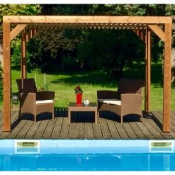 Nouvelles versions -Jardin Fournitures Rabais pergola thermauvent 1067m en bois avec vantelles sur le toit habrita 1
