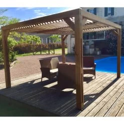 Pergola THERMAUVENT 10,67m² Toit Avec Ventelles Mobiles HABRITA -Jardin Fournitures Rabais pergola thermauvent 1067m en bois avec vantelles sur le toit habrita 5
