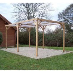 Pergola THONON 15,06m² En Bois Massif Avec Couverture PVC – HABRITA -Jardin Fournitures Rabais pergola thonon 1506m en bois avec couverture pvc habrita 4