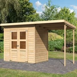 Petit Abri De Jardin En Bois 3,26m² Merseburg 3 + Appentis - Karibu
