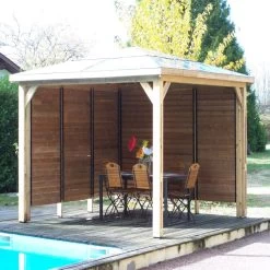Pool House Blueterm 12,32m² Bois Thermo Chauffé + 2 Parois HABRITA -Jardin Fournitures Rabais pool house en bois thermo traite 1232m blueterm 2 parois avec ventelles mobiles habrita 3