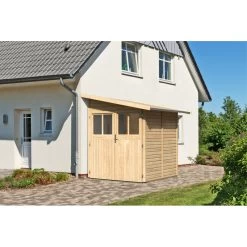 Remise Adossée Juist 2 En Bois Certifié 3,28m² - Karibu -Jardin Fournitures Rabais remise adossee juist 2 en bois certifie 328m karibu 3