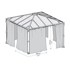 Rideaux En Polyester Gris Pour Pergolas Palermo 3000/3500/3600 + Milano 3000 + Martinique 3600 - Palram - Canopia -Jardin Fournitures Rabais rideaux en polyester gris pour pergola palermo 3000 palram 2