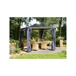 Rideaux En Polyester Gris Pour Pergolas Palermo 3000/3500/3600 + Milano 3000 + Martinique 3600 - Palram - Canopia