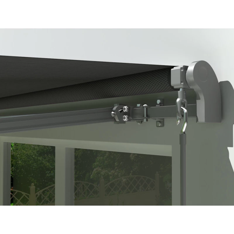 Store Banne Manuel 350x250cm EASY Toile Polyester Grise - X-METAL 2 Store Banne Manuel 350x250cm EASY Toile Polyester Grise - X-METAL – Image 2