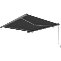 Store Banne Manuel 400x300cm LUXO Toile Polyester Grise - X-METAL -Jardin Fournitures Rabais store banne manuel 400x300cm luxo toile polyester grise x metal 4