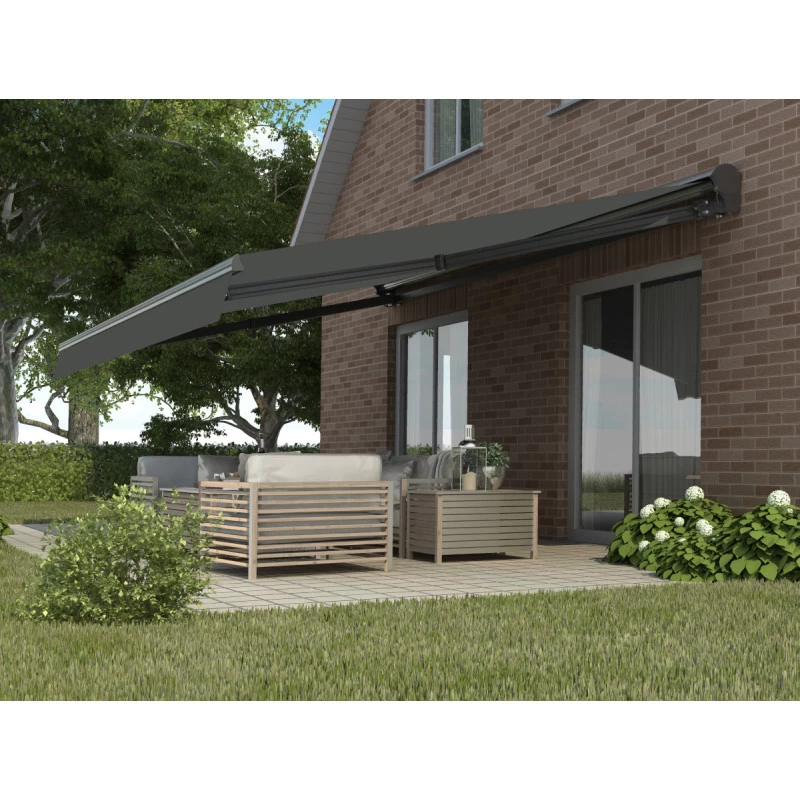 Store Banne Motorisé 295x200cm DECO Toile Polyester Grise - X-METAL 1 Store Banne Motorisé 295x200cm DECO Toile Polyester Grise - X-METAL