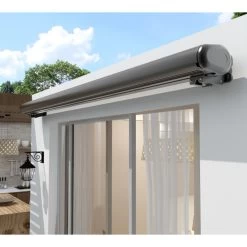 Store Banne Motorisé 400x300cm LUXO Toile Polyester Grise - X-METAL -Jardin Fournitures Rabais store banne motorise 400x300cm luxo toile polyester grise x metal 4