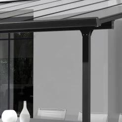 Toit De Terrasse 12,83m² Aluminium Anthracite Et Polycarbonate Habrita -Jardin Fournitures Rabais toit de terrasse 1283m aluminium anthracite et polycarbonate habrita 3