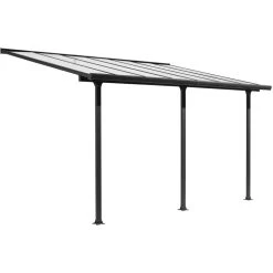 Toit De Terrasse 12,83m² Aluminium Anthracite Et Polycarbonate Habrita -Jardin Fournitures Rabais toit de terrasse 1283m aluminium anthracite et polycarbonate habrita 5