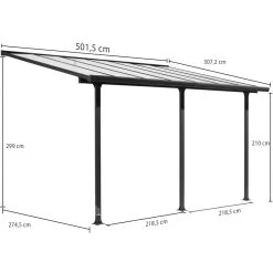 Toit De Terrasse 15,38m² Aluminium Anthracite Et Polycarbonate Habrita -Jardin Fournitures Rabais toit de terrasse 1538m aluminium anthracite et polycarbonate habrita 2