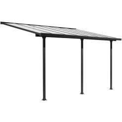 Toit De Terrasse 15,38m² Aluminium Anthracite Et Polycarbonate Habrita -Jardin Fournitures Rabais toit de terrasse 1538m aluminium anthracite et polycarbonate habrita 3