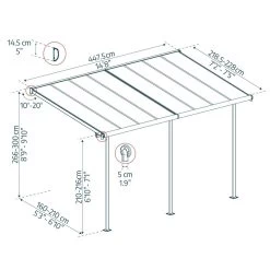 Toit De Terrasse 224x448cm En Aluminium Blanc Et Polycarbonate 6mm SIERRA - Canopia By Palram -Jardin Fournitures Rabais toit de terrasse 224x448cm en aluminium blanc et polycarbonate 6mm sierra palram 2