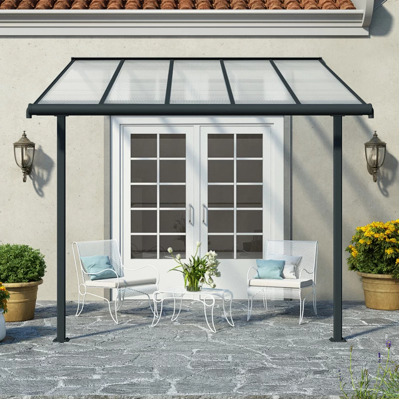 Toit De Terrasse 299x314cm En Aluminium Gris Et Polycarbonate 6mm SIERRA - Canopia By Palram 2 Toit De Terrasse 299x314cm En Aluminium Gris Et Polycarbonate 6mm SIERRA - Canopia By Palram – Image 2