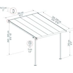 Toit De Terrasse 299x314cm En Aluminium Gris Et Polycarbonate 6mm SIERRA - Canopia By Palram 9 Toit De Terrasse 299x314cm En Aluminium Gris Et Polycarbonate 6mm SIERRA - Canopia By Palram -Jardin Fournitures Rabais toit de terrasse 299x314cm en aluminium gris et polycarbonate 6mm sierra canopia by palram 3