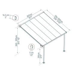 Toit De Terrasse 300x305cm En Aluminium Gris Et Polycarbonate 8mm FERIA - Canopia By Palram -Jardin Fournitures Rabais toit de terrasse 300x305cm en aluminium gris et polycarbonate 8mm feria palram 2