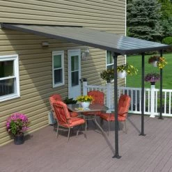 Toit De Terrasse 300x425cm En Aluminium Gris Et Polycarbonate 8mm FERIA - Canopia By Palram -Jardin Fournitures Rabais toit de terrasse 300x425cm en aluminium gris et polycarbonate 8mm feria palram 3