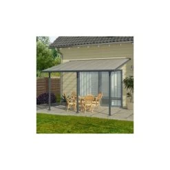 Toit De Terrasse 300x700cm En Alu Gris Anthracite Et Polycarbonate 8mm PATIO