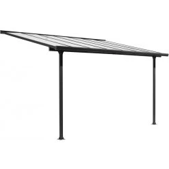 Toit De Terrasse 9,21m² Aluminium Anthracite Et Polycarbonate Habrita -Jardin Fournitures Rabais toit de terrasse 921m aluminium anthracite et polycarbonate habrita 4