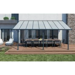 Toit De Terrasse En Aluminium Gris 3x5,46m + PC 16mm Olympia - Palram - Canopia 8 Toit De Terrasse En Aluminium Gris 3x5,46m + PC 16mm Olympia - Palram - Canopia -Jardin Fournitures Rabais toit de terrasse en aluminium gris 3x546m pc 16mm olympia palram 2