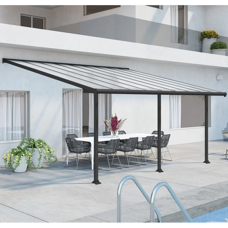 Toit De Terrasse En Aluminium Gris 3x5,46m + PC 16mm Olympia - Palram - Canopia 1 Toit De Terrasse En Aluminium Gris 3x5,46m + PC 16mm Olympia - Palram - Canopia