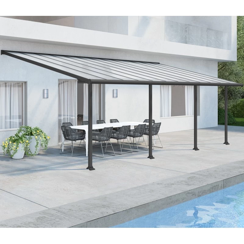 Toit De Terrasse En Aluminium Gris 3x7,30m + PC 16mm Olympia - Palram - Canopia 1 Toit De Terrasse En Aluminium Gris 3x7,30m + PC 16mm Olympia - Palram - Canopia