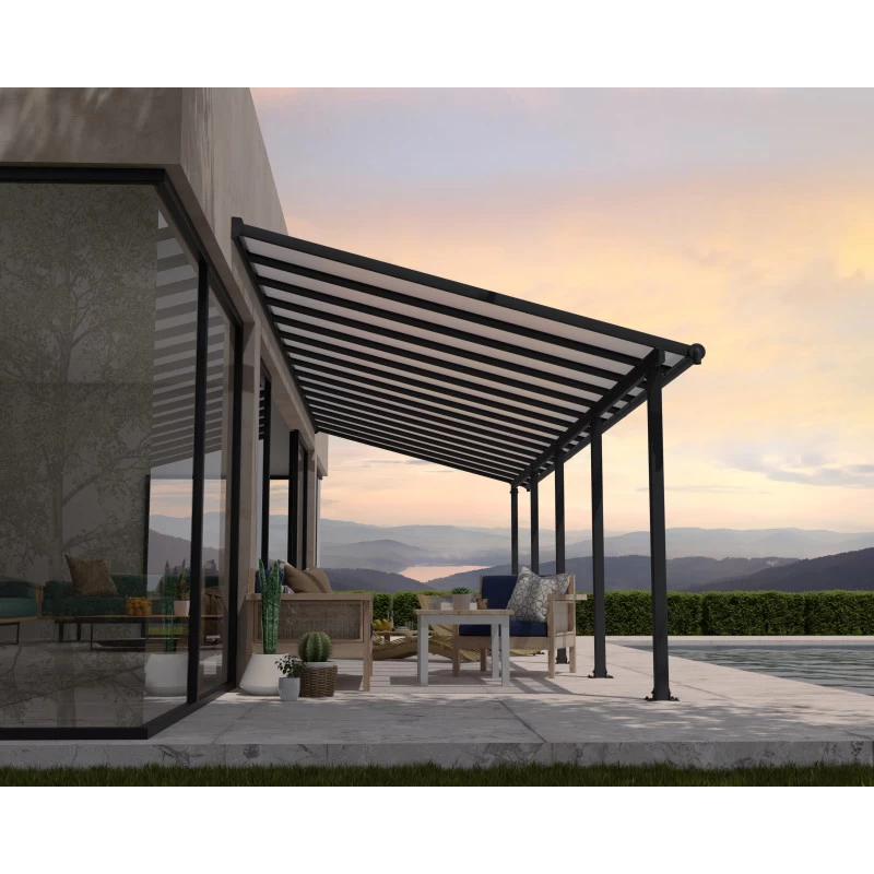 Toit De Terrasse En Aluminium Gris 3x9,15m + PC 16mm Olympia - Palram - Canopia 1 Toit De Terrasse En Aluminium Gris 3x9,15m + PC 16mm Olympia - Palram - Canopia