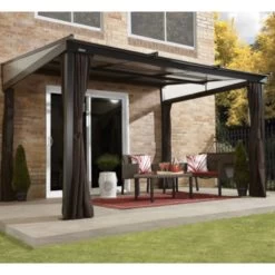 Tonnelle Adossée Budapest 364x288cm En Aluminium Avec Toit Rétractable - SOJAG -Jardin Fournitures Rabais tonnelle adossee budapest 364x288cm en aluminium avec toit retractable sojag 3