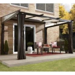 Tonnelle Adossée Budapest 364x288cm En Aluminium Avec Toit Rétractable - SOJAG -Jardin Fournitures Rabais tonnelle adossee budapest 364x288cm en aluminium avec toit retractable sojag 4