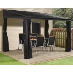 Tonnelle Adossée Portland 363x298cm En Aluminium Et Acier Galvanisé - SOJAG