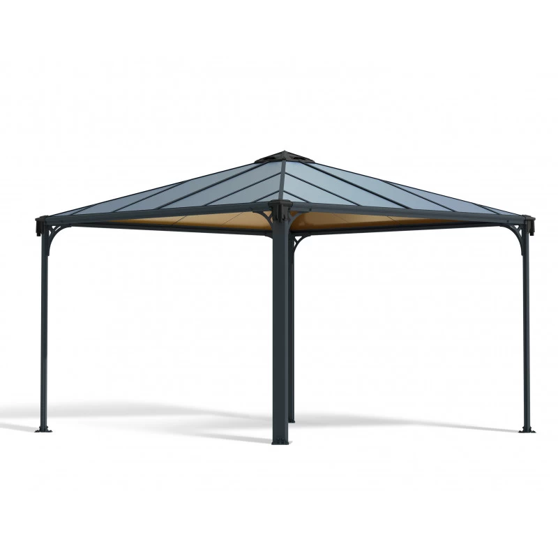 Tonnelle De Jardin 3,6x3,6m En Alu Gris Anthracite Et Polycarbonate 2 Tonnelle De Jardin 3,6x3,6m En Alu Gris Anthracite Et Polycarbonate – Image 2