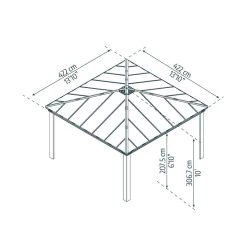 Tonnelle De Jardin En Alu Et Polycarbonate 422x422cm Dallas – Canopia By Palram -Jardin Fournitures Rabais tonnelle de jardin en alu et polycarbonate 14x14 ft dallas canopia 2
