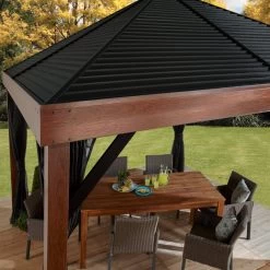 Tonnelle De Jardin Valencia 363x363cm En Aluminium Aspect Bois – SOJAG -Jardin Fournitures Rabais tonnelle de jardin valencia 363x363cm en aluminium aspect bois sojag 3