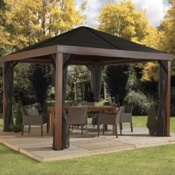 Tonnelle De Jardin Valencia 363x363cm En Aluminium Aspect Bois – SOJAG -Jardin Fournitures Rabais tonnelle de jardin valencia 363x363cm en aluminium aspect bois sojag 4