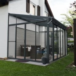 Véranda 300x425cm En Alu Gris Et Polycarbonate 8mm Sanremo - Palram - Canopia -Jardin Fournitures Rabais veranda 300x425cm en alu gris et polycarbonate 8mm sanremo palram 2